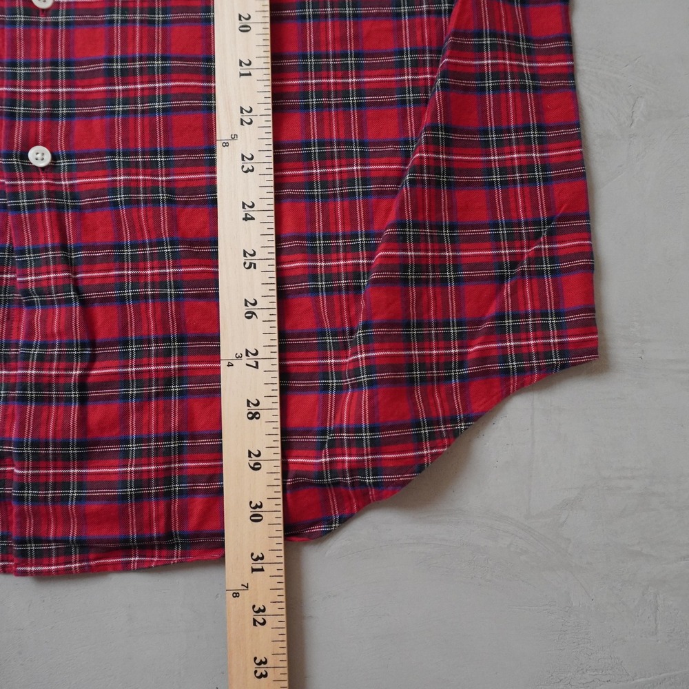 Vintage Lauren Ralph Lauren Plaid Shirt Medium Mens Red Crest Logo Button Down - Picture 6 of 7